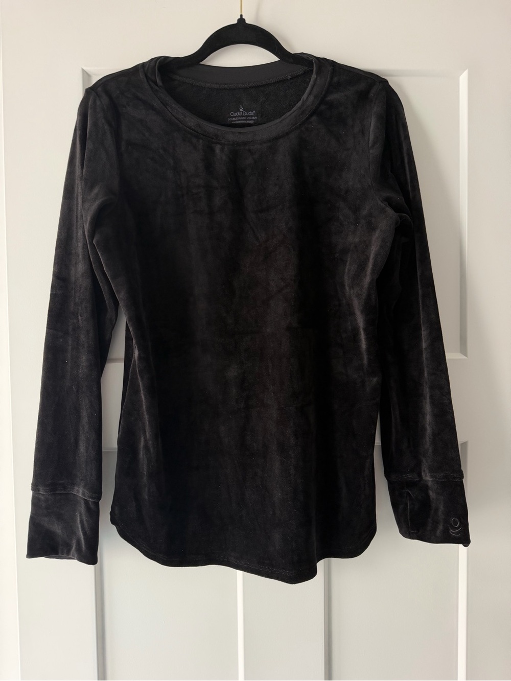 Cuddl Duds Black Double Plush Velour Top